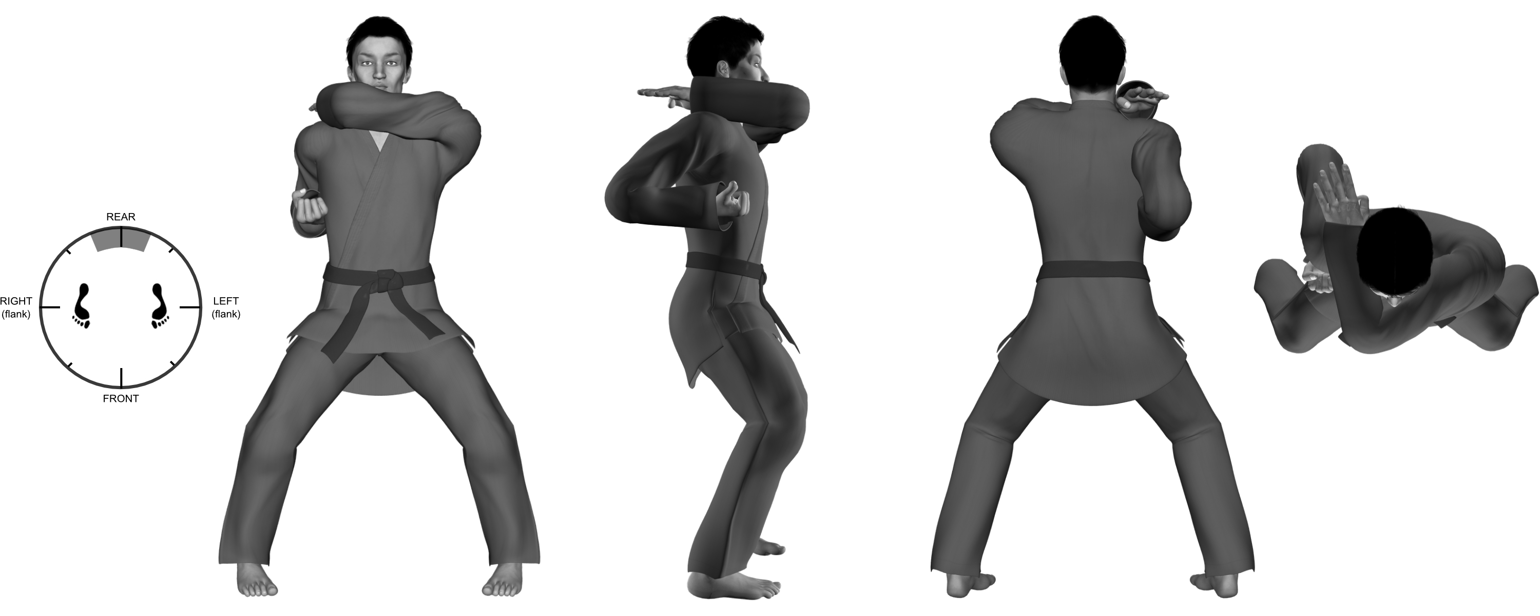 1) (left) rear poke (over opposite shoulder) with back elbow 1) (left) rear poke (over opposite shoulder) with back elbow