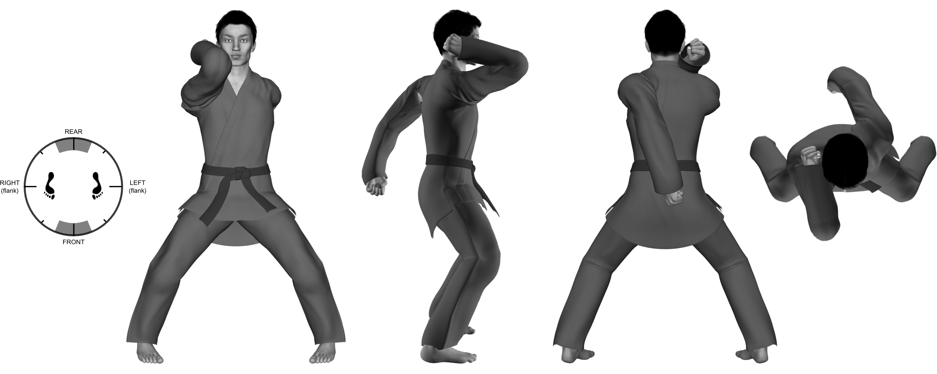 3) (left) rear back hammer-fist with (right) upward elbow 3) (left) rear back hammer-fist with (right) upward elbow