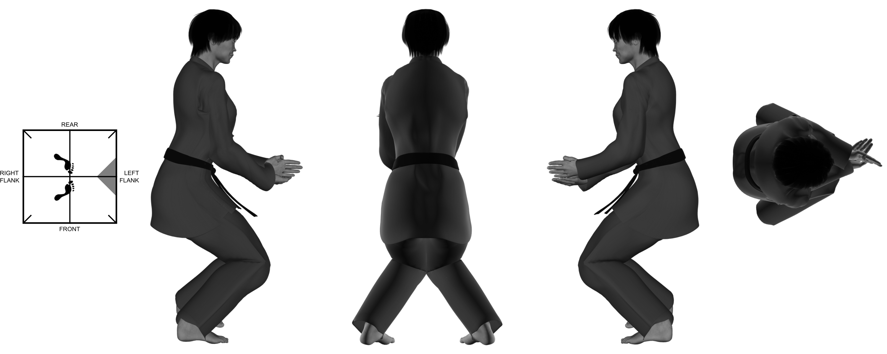 8) (left) downward hand-sword from concave stance 8) (left) downward hand-sword from concave stance