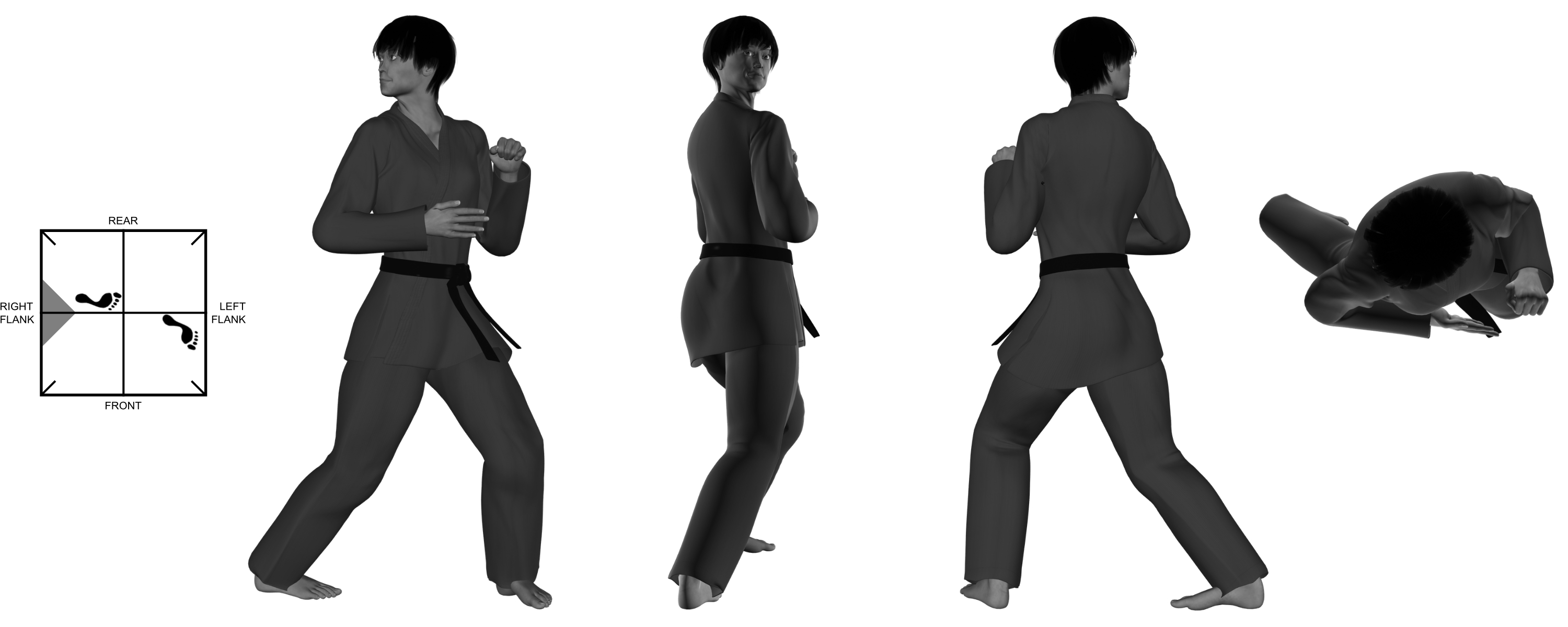 1c) (right) cocking of hand from (right) reverse bow 1c) (right) cocking of hand from (right) reverse bow