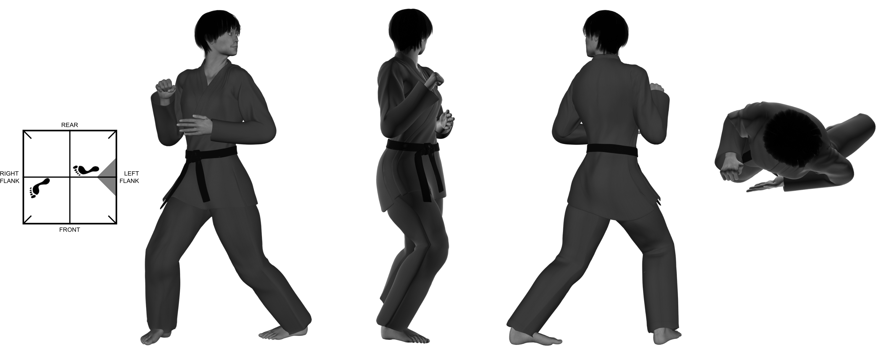 1c) (left) cocking of hand from (left) reverse bow 1c) (left) cocking of hand from (left) reverse bow