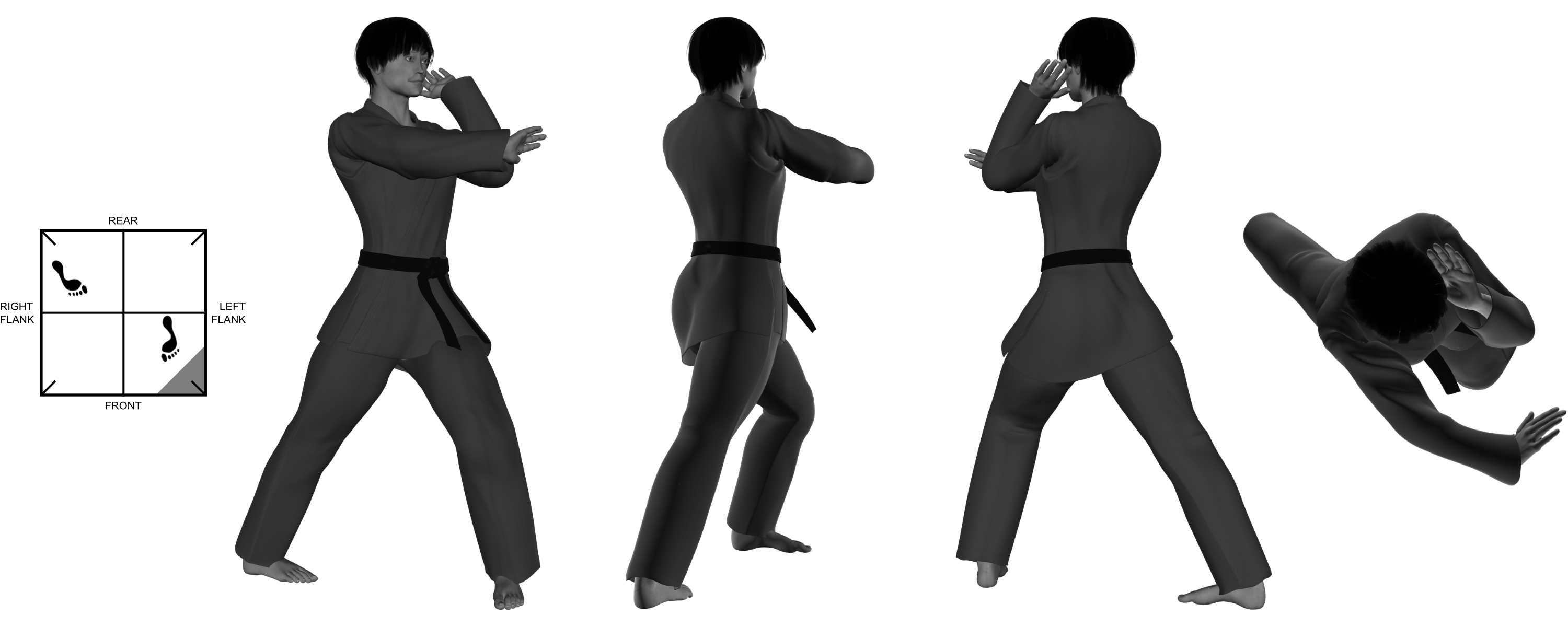 6) (right) forward heel-palm [after (left) inverted claw] from (left) forward bow