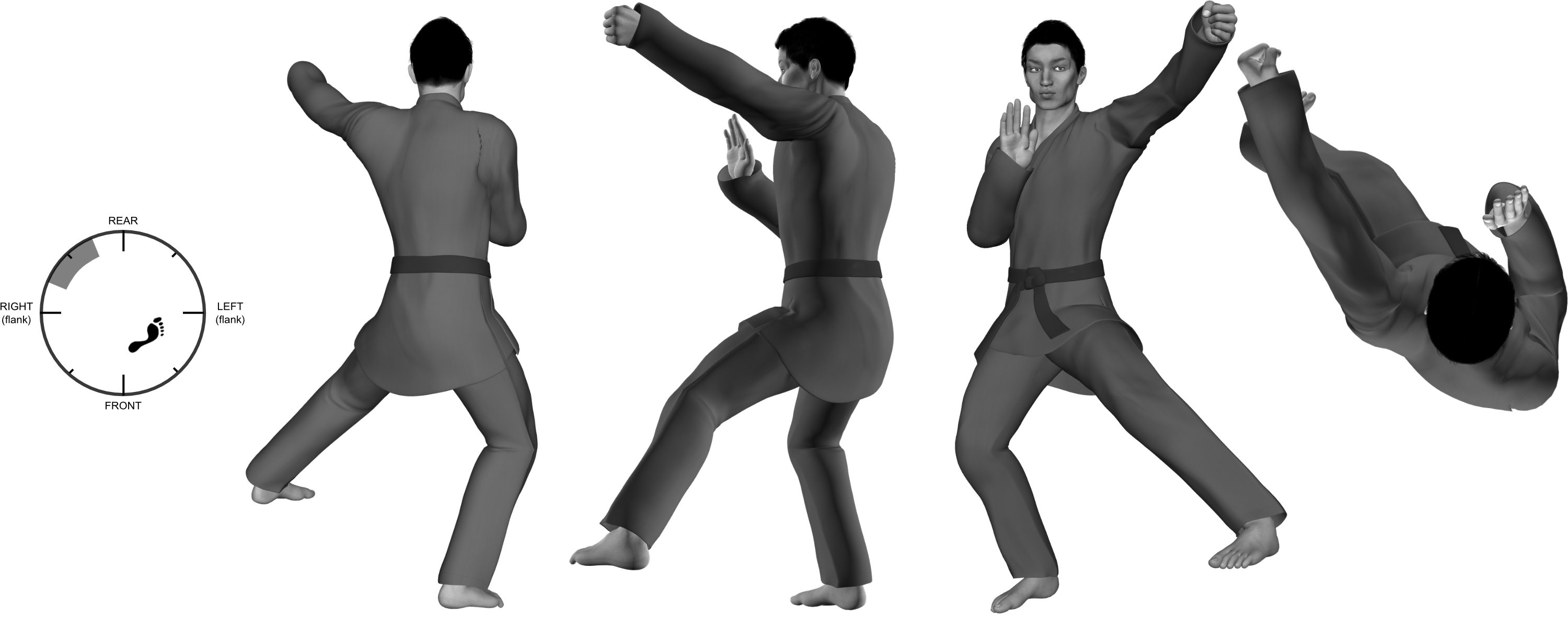 3) (left) outward back-knuckle with (left) side kick 3) (left) outward back-knuckle with (left) side kick