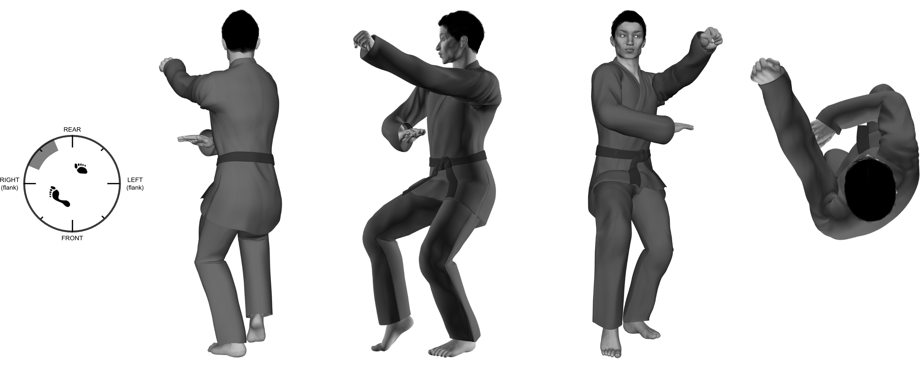 1b) (left) upward back-knuckle with (right) downward heel-palm block from (right) 45 degree cat 1b) (left) upward back-knuckle with (right) downward heel-palm block from (right) 45 degree cat