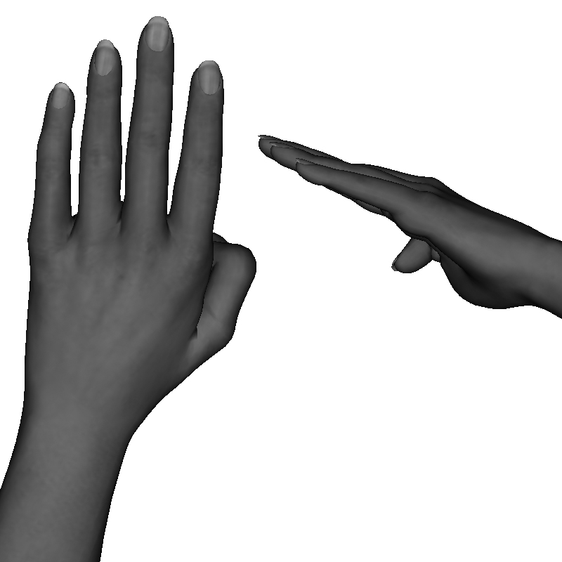 Example of proper horizontal four-finger poke formation