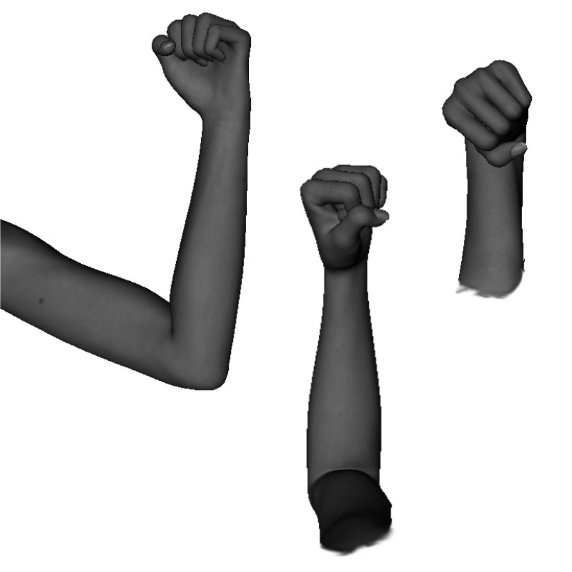 Example of proper inward, vertical forearm formation