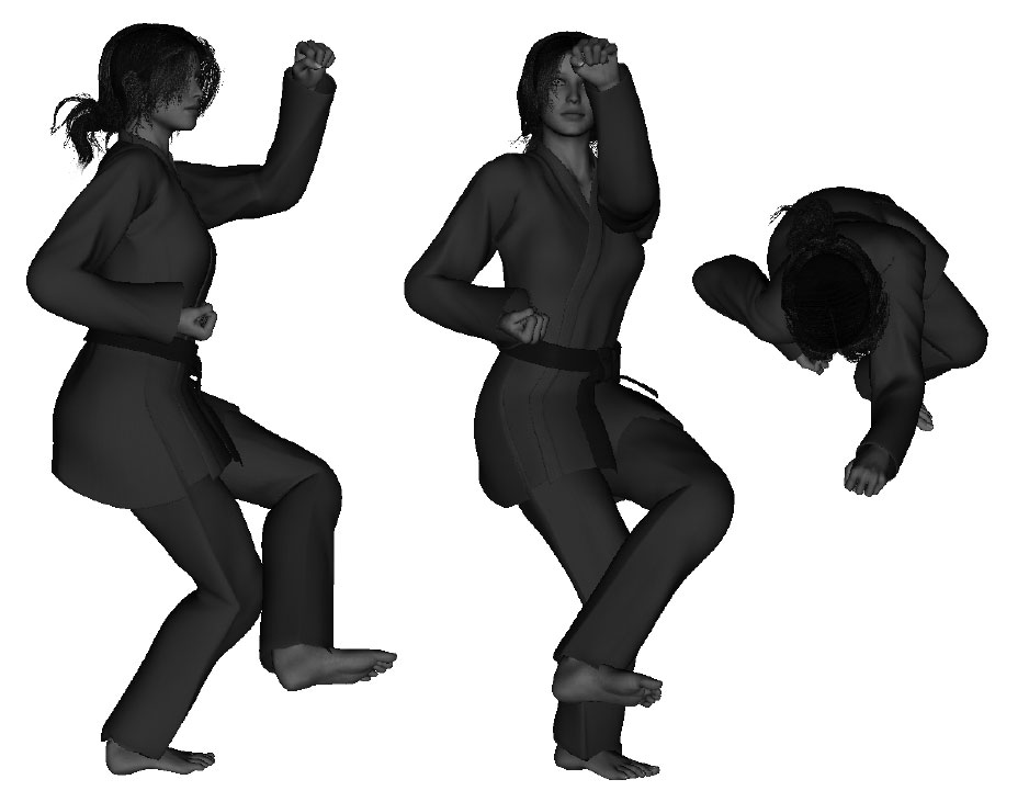 Example of a proper half-knuckle (left) (with instep kick)