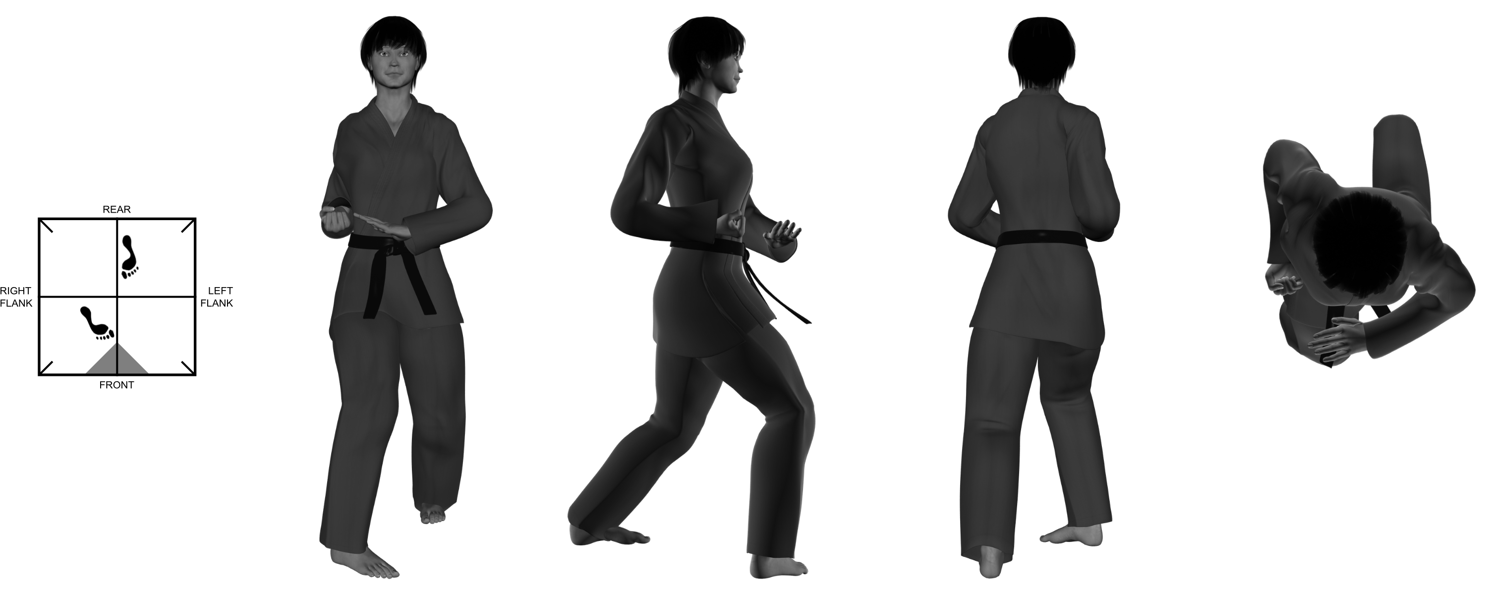 5) (left) downward heel-palm from (right) forward bow 5) (left) downward heel-palm from (right) forward bow