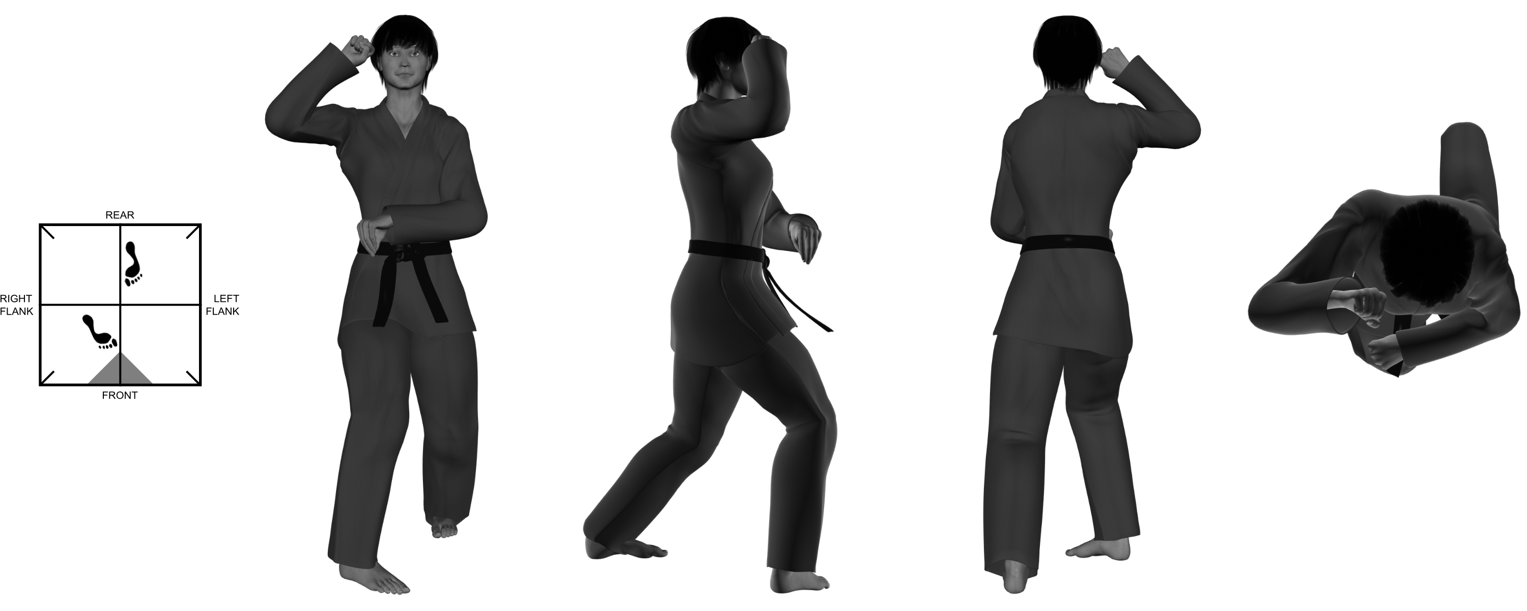 3b) (left) downward shape of crane from (right) forward bow 3b) (left) downward shape of crane from (right) forward bow