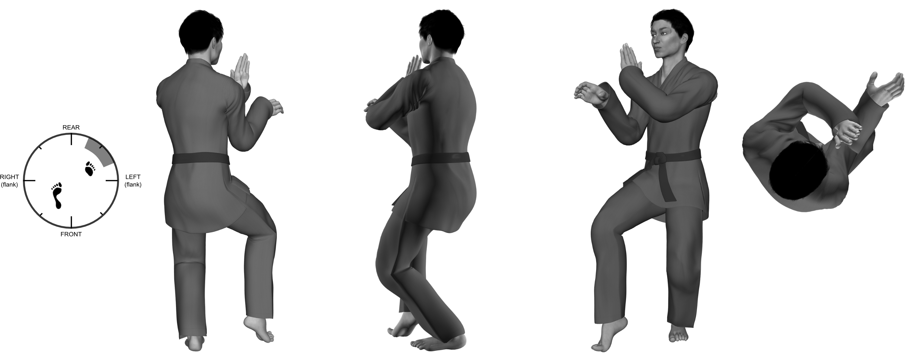 1c) (right) outward and downward diagonal block from (right) 45 degree cat