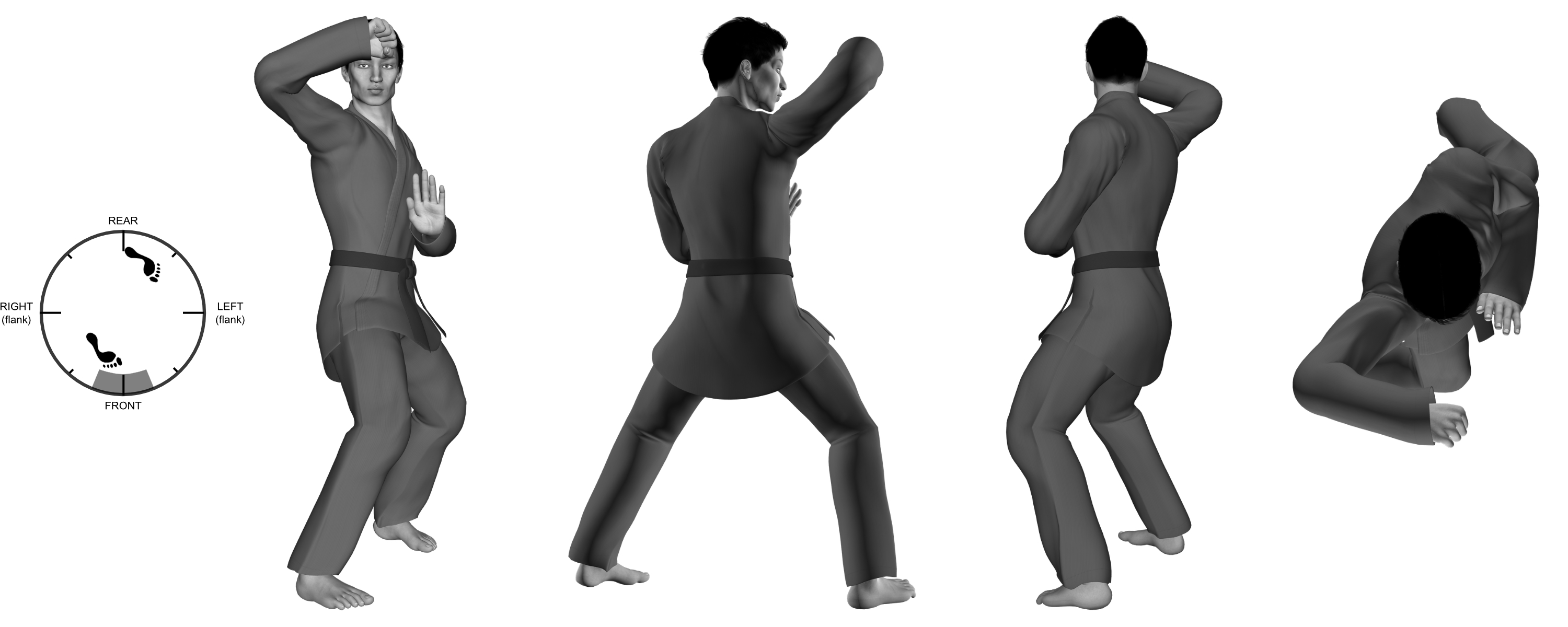 1b) (right) looping overhead punch from (right) neutral bow