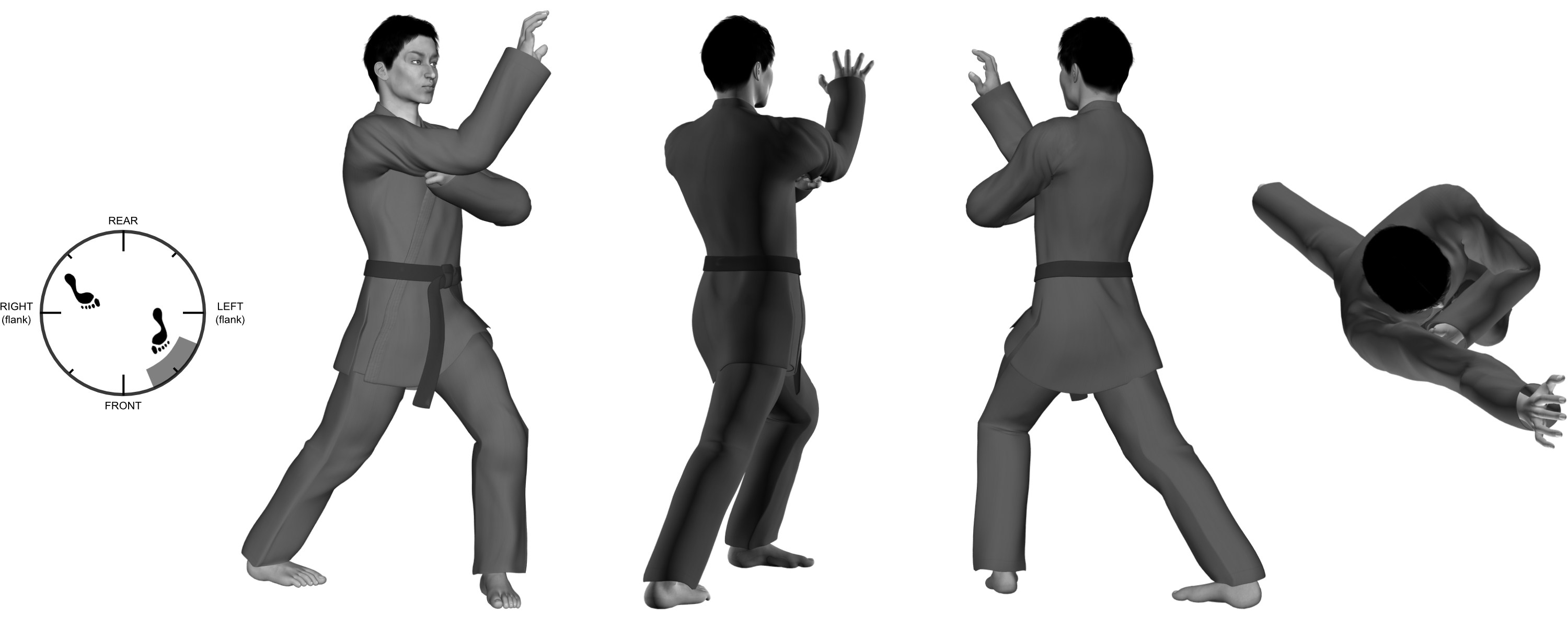 2a) (right) overhead heel-palm (claw) (with shift to forward bow) 2a) (right) overhead heel-palm (claw) (with shift to forward bow)