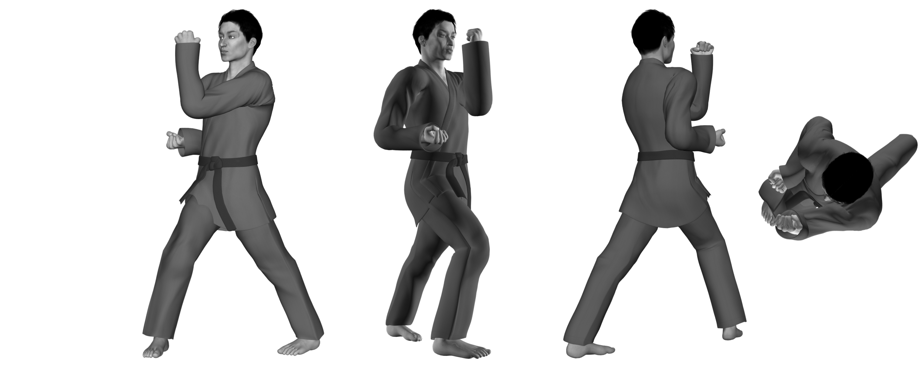 1a) transition from left to right Unfurling Crane (transitory forward bow and inward block) 1a) transition from left to right Unfurling Crane (transitory forward bow and inward block)