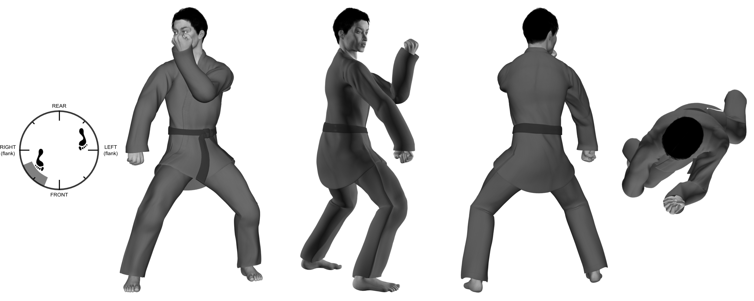1c) (push-drag forward) (right) hammerfist with (left) outward block 1c) (push-drag forward) (right) hammerfist with (left) outward block